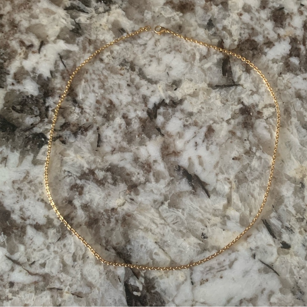 Gold Plated Stainless Steel Cable Rolo Link Chain, Unisex, Approx 16.5"